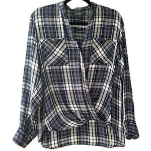 Ralph Lauren Blue and White Plaid Blouse